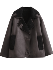 Inrosy manteau aviateur boutonnage poches col revers manches longues femme mode ample décontracté veste