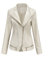 Inrosy perfecto femme cuir fermeture éclair col montant manches longues femme style boyfriend mode veste motard