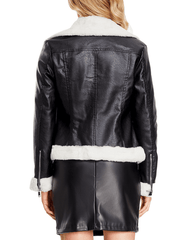 Inrosy court perfecto femme simili cuir polaire poches fermeture éclair découpe v manches longues femme mode décontracté veste