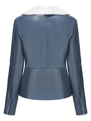 Inrosy court perfecto femme simili cuir polaire poches fermeture éclair découpe v manches longues femme mode décontracté veste