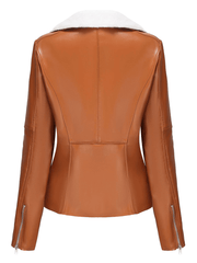 Inrosy court perfecto femme simili cuir polaire poches fermeture éclair découpe v manches longues femme mode décontracté veste