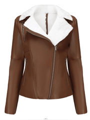 Inrosy court perfecto femme simili cuir polaire poches fermeture éclair découpe v manches longues femme mode décontracté veste