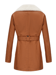 Inrosy mi-longue perfecto femme cuir intérieur fourrure ceinture chunky buckle femme décontracté manteau hiver