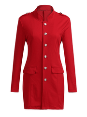 Inrosy mi-longue veste officier boutonnage poches col montant manches longues femme élégant mode décontracté automne