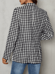 Inrosy mi-longue blazer pied de poule ceinture double boutonnage col revers femme décontracté automne manteau