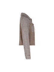 Inrosy court veste pied de poule boutonnage poches col revers manches longues femme mode décontracté automne vêtements d'extérieur