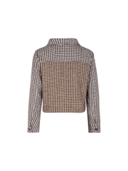 Inrosy court veste pied de poule boutonnage poches col revers manches longues femme mode décontracté automne vêtements d'extérieur