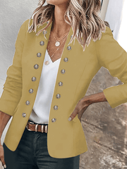 Inrosy veste officier unicolore double boutonnage poches col montant manches longues femme élégant mode blousen