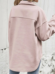 Inrosy veste unicolore poches col revers femme casual mode ample oversized décontracté