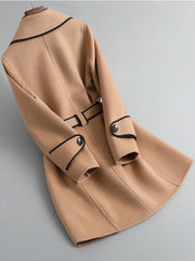 Inrosy mi-longue manteau en laine coton ceinture manches longues femme élégant autumn trench