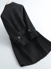 Inrosy mi-longue manteau en laine coton ceinture manches longues femme élégant autumn trench