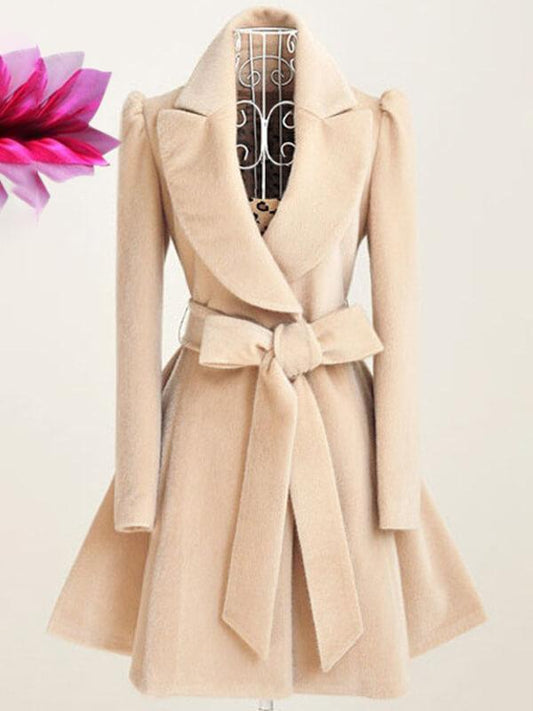 Inrosy manteau patineuse ceinture manches longues élégant femme veste