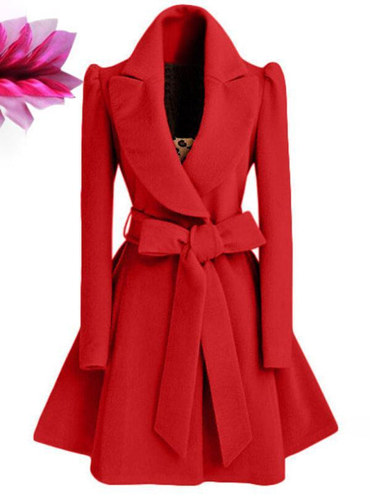 Inrosy manteau patineuse ceinture manches longues élégant femme veste