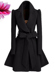 Inrosy manteau patineuse ceinture manches longues élégant femme veste