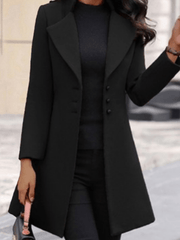 Inrosy mi-longue manteau en laine boutonnage col revers découpe v manches longues femme élégant mode veste hiver