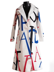 Inrosy longue manteau en laine lettres boutons poches col revers manches longues femme casual élégant mode oversized veste hiver