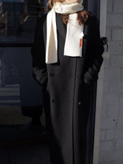 Inrosy longue manteau en laine cheville double boutonnage poches col revers manches longues femme ample élégant mode hiver blouson