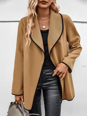 Inrosy manteau en laine unicolore col revers manches longues femme élégant mode oversized veste automne