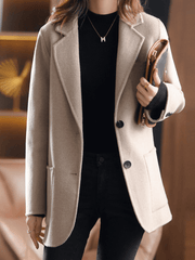 Inrosy manteau en laine unicolore boutons poches col revers manches longues hiver femme élégant oversized mode blazer veste