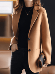 Inrosy manteau en laine unicolore boutons poches col revers manches longues hiver femme élégant oversized mode blazer veste