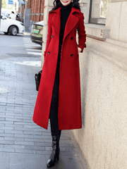 Inrosy manteau long cheville femme double boutonnage poches col revers manches longues femme élégant décontracté veste