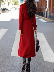 Inrosy manteau long cheville femme double boutonnage poches col revers manches longues femme élégant décontracté veste