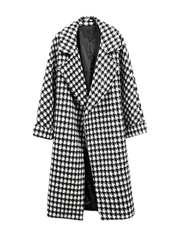 Inrosy longue manteau en laine pied de poule chaud poches femme élégant ample oversized décontracté hiver vêtements d'extérieur