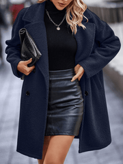 Inrosy mi-longue manteau teddy coat polaire double boutonnage poches col revers femme élégant oversized hiver veste