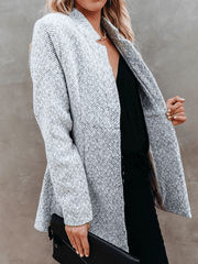 Inrosy mi-longue manteau chevrons poches col montant manches longues femme style tailleur élégant mode blazer
