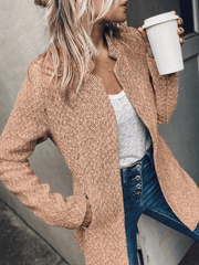 Inrosy mi-longue manteau chevrons poches col montant manches longues femme style tailleur élégant mode blazer