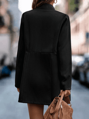 Inrosy mi-longue manteau en laine poches col montant manches longues femme élégant mode blazer veste