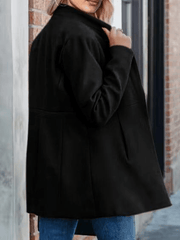 Inrosy mi-longue manteau en laine poches col montant manches longues femme élégant mode blazer veste