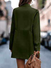 Inrosy mi-longue manteau en laine poches col montant manches longues femme élégant mode blazer veste