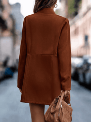 Inrosy mi-longue manteau en laine poches col montant manches longues femme élégant mode blazer veste