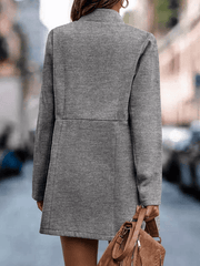 Inrosy mi-longue manteau en laine poches col montant manches longues femme élégant mode blazer veste