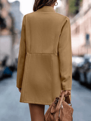 Inrosy mi-longue manteau en laine poches col montant manches longues femme élégant mode blazer veste