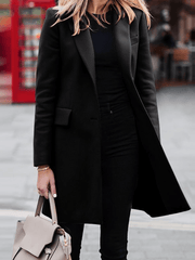 Inrosy mi-longue manteau boutons poches col revers manches longues femme élégant mode hiver veste