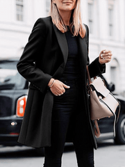 Inrosy mi-longue manteau boutons poches col revers manches longues femme élégant mode hiver veste