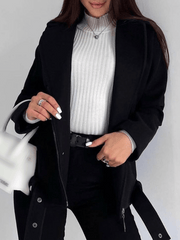 Inrosy perfecto vestes poches ceinture fermeture éclair col revers femme style boyfriend mode décontracté manteau aviateur