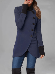 Inrosy manteau du quotidien fendu boutonnage poches col montant manches longues femme mode décontracté hiver veste
