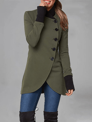 Inrosy manteau du quotidien fendu boutonnage poches col montant manches longues femme mode décontracté hiver veste