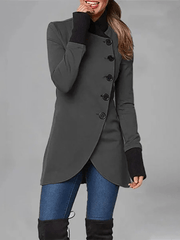 Inrosy manteau du quotidien fendu boutonnage poches col montant manches longues femme mode décontracté hiver veste