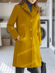 Inrosy hiver manteau en laine boutonnage poches col revers manches longues femme élégant mode veste