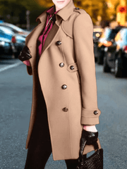 Inrosy mi-longue manteau caban double boutonnage poches col revers manches longues femme élégant mode veste