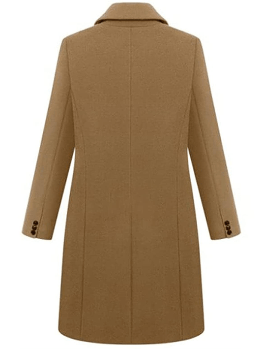 Inrosy mi-longue manteau caban double boutonnage poches col revers manches longues femme élégant mode