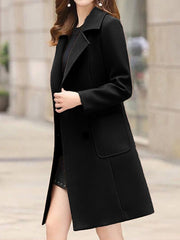 Inrosy manteau en laine silm double boutonnage poches col revers manches longues femme élégant mode