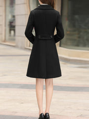 Inrosy manteau en laine silm double boutonnage poches col revers manches longues femme élégant mode