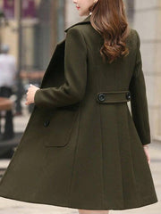 Inrosy manteau en laine silm double boutonnage poches col revers manches longues femme élégant mode