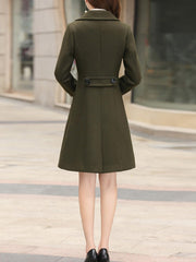 Inrosy manteau en laine silm double boutonnage poches col revers manches longues femme élégant mode