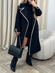 Inrosy longue manteau en laine col revers manches longues femme élégant mode ample oversized veste